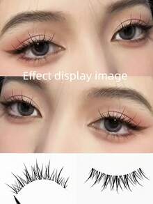 5 Pairs Thai-Style False Eyelashes, Korean Style, C Curl, 6-12mm Mixed Length, Long & Intertwined Design, Create 3D Voluminous & Natural Enlarged Eye Effect, Soft & Lightweight, Comfortable Fit, Easy DIY Application, Save Makeup Time, Simple Operation For Beginners, Reusable, Suitable For Daily, Date, Travel & Party Looks, Ideal Holiday Gift For Best Friend Or Girlfriend - Black - View 4