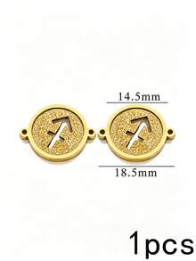 1/5pcs Zodiac Connector Pendant, 18K Gold Plated 304 Stainless Steel Double Hole Zodiac Pendant, Non-Fading DIY Jewelry Accessories - Zodiac Connector Ring - View 31