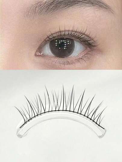 5 Pairs False Eyelashes, Single Black Stem, Natural Style, Reusable, Suitable For Beginners, Delicate Nude Makeup Look