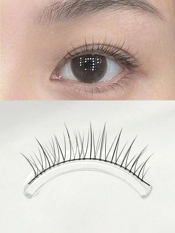 5 Pairs False Eyelashes, Single Black Stem, Natural Style, Reusable, Suitable For Beginners, Delicate Nude Makeup Look