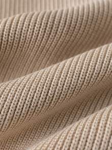 Infant & Toddler Boys & Girls Simple Solid Color Hooded Pom Pom Decor Zipper Cardigan Long Sleeve Knit Sweater Casual Versatile Jacket Suitable For Daily Wear, School, Spring, Autumn, Winter - Khaki - View 9