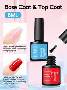 Coscelia 8ml Super Glossy Top And Base Coat Set, Wipe-Free Acid-Free Base And Top Coat Gel Nail Polish, Long-Lasting Gel Nail Polish 2 Pieces Set Curable With LED/UV Lamp - 8ML - View 8