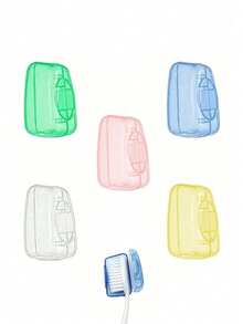 1/3/5/10pcs Toothbrush Head Protective Covers, Transparent Portable Toothbrush Head Storage Box, Travel Toothbrush Head Protective Covers, For Home Hygiene, Outdoor Camping, Gym, Travel, Bathroom Accessories, Toothbrush And Toothpaste Storage - Multicolor - View 3