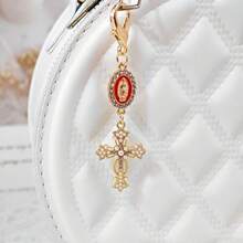 1pc Multi-Color Religious Cross Keychain, Decorated With Religious Love And Crystal Cross, Bag Charm, Bag Amulet, Pearl And Diamond, Cross Keychain, Bag Accessory, Cross Pendant, Wallet, Backpack Accessory, Earphone Case Accessory - Multicolor - View 13