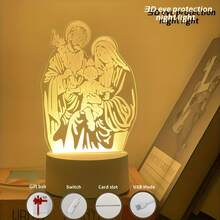 1pc Acrylic LED Night Light, Religious Theme - USB Powered, Warm White Light, Suitable For Bedroom - Button Control, Non-Changing Color Light, Perfect For Ramadan, Thanksgiving, Valentine's Day, Christmas And Graduation Events - Warm white light - View 6