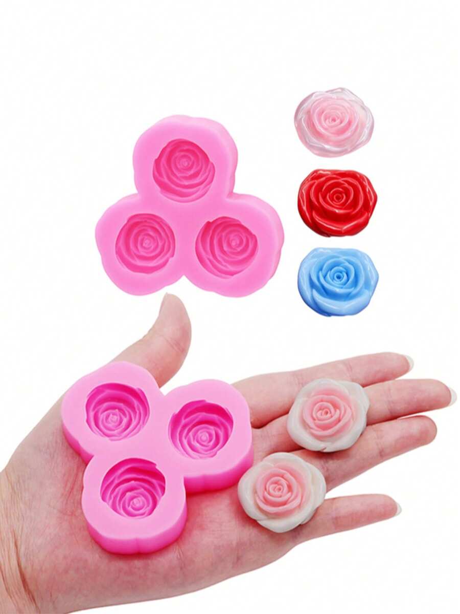 1pc Silicone Rose Flower Mold, Suitable For Polymer Clay Bouquet Casting, DIY Earring Pendant Making, Flower Resin Jewelry Accessories Clay Handmade Craft Mold
