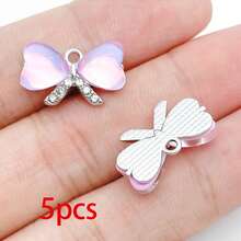 5/20pcs Silvery Plated Purple Rhinestone Charms Dolphin Shell Star Heart Butterfly Owl Pendant For DIY Necklace Earring Jewelry Making Findings - Mauve Purple - View 19