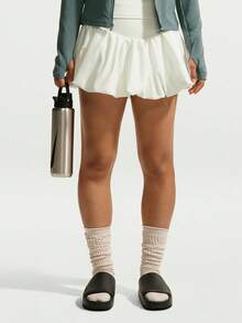 Nike Women's AS W NK ONE DF BBLE SKRT 2N1 F Woven Mini Skirt IU1418-133 - White - View 1