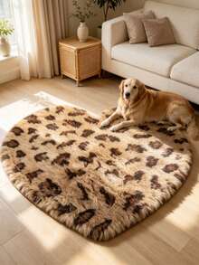 1pc Heart-Shaped Leopard Print Decorative Rug, Love & Healing Bedroom Decor, Small Rug, Carpet, Home Decor, Living Room Rug, Living Room Small Rug, Bedroom Rug, Living Room Home Decor, Outdoor Rug, Washable Rug - Multicolor 6 - View 2