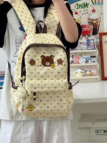Rilakkuma Cute Candy Bean Japanese Ins Style Relaxed Bear Backpack, College Style Student School Commute Versatile Small Backpack For Women - Multi-color - View 6