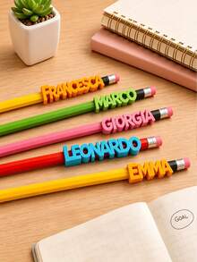 Custom 3D Printed Name Pencil Holder, Personalized Name Pencil Cup Decorative Accessory, Includes Random Color Pencil, Desktop Stationery Ornament, Unique Holiday Housewarming Gift, Suitable For Students - Multicolor - View 2