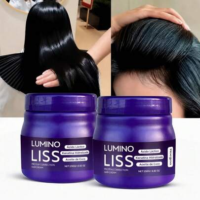 250g Protein Straightening Hair Cream, Brazilian Style Protein Hair Straightening Cream, Hair Smoothing, Moisturizing Anti-Frizz Hair Care, Helps Straighten Curly Hair, Repairs Dry And Damaged Hair, Back To School Gift, Hair Products