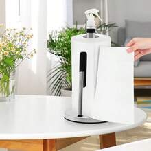 1pc Stainless Steel Kitchen Paper Towel Holder With Spray Bottle, No-Drill Countertop Paper Towel Holder And Spray 2-In-1, Kitchen Countertop Paper Towel Holder - Multicolor - View 5