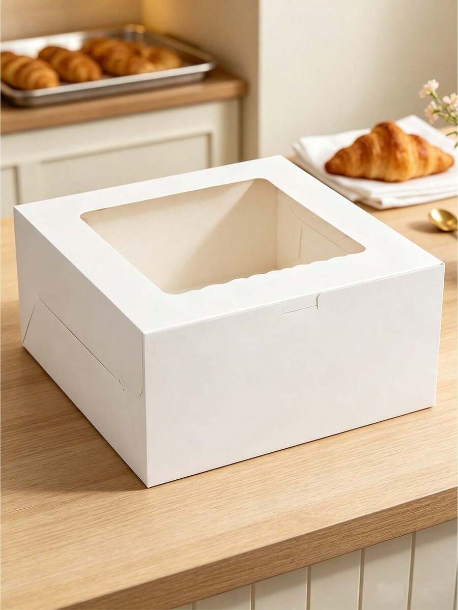5 Pieces Or 10 Pieces Square Bread Boxes With Windows, Suitable For , Pastries, Chocolates, Cookies, Parties, Birthday Parties, Weddings, And Christmas. - View 1