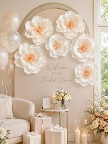 6pcs High Quality Large Artificial Peony Flowers 29.97cm*6pcs Handmade Paper Flower Set Suitable For Wedding Flower Wall Decoration, Window Arch Arrangement, Birthday Party Backdrop, Home Wall Decor - 6Pcs - View 3
