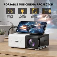 Mini Portable Projector, Black & White HD Wireless Projector, Ultra Quiet Plug And Play Video Projector, Wireless Screen Casting Compatible With Phone Computer, Home Theater Office Portable Projection Device - Black and White - View 1