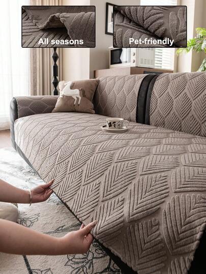 1pc Solid Color Sofa Cover, All Season Use, Warm And Soft Skin-Friendly For Autumn/Winter, Machine Washable, Pet-Friendly, Holiday Decor Furniture Protection, Old Sofa Refurbishment, Suitable For 1/2/3/4 Seater Sofa Armrest Backrest Sofa Cover