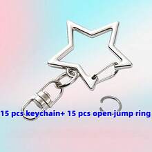 30/50/100pcs Star Lobster Clasp Keyring Clips With Hook And Jump Rings, Suitable For DIY Keychain Jewelry Making - Star-shaped Keychain - View 11