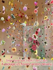 1 Set Embossed Realistic Floral Curtain, Includes Creative Photography Prop Decoration, Suitable For Indoor/Outdoor Floral Curtain And Romantic Wedding Scene Arrangement, Size 3-10cm, Random Size - Multicolor - View 3