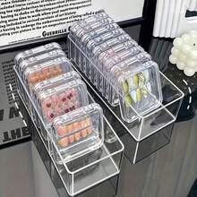5pcs/10pcs/16pcs Creative Nail Art Storage Box, Transparent Acrylic Dust-Proof Packaging, Suitable For Finished Nail Art Styles, Dedicated Nail Art Sticker Storage Display Box, Transparent Jewelry Storage Box, Small Card Storage Box - Transparent - View 5