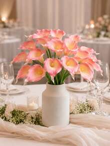 1/6/12/20Pcs PU Pink Artificial Calla Lily Flowers,Realistic Faux Calla Lily Bouquet, No Vase, For Home Table, Wedding, Indoor Outdoor, Garden, Party Decor Floral Arrangement - Baby Pink - View 5