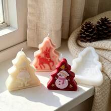Geometry Xmas Tree Candle Silicone Mold With Santa Claus Reindeer Snowman Design DIY Scented Candle Making Mold For Christmas Holiday Home Decor Gift Crafts - Christmas Mold - View 11