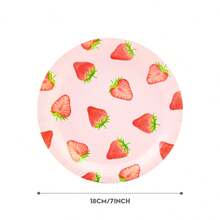7/9 Inch Strawberry Series Printed Disposable Paper Plates, Floral Strawberry Disposable Party Plates, Party Decorations, Disposable Party Supplies, Birthday Party, Gift Party, Celebration Disposable Tableware - Pink Strawberry - View 3