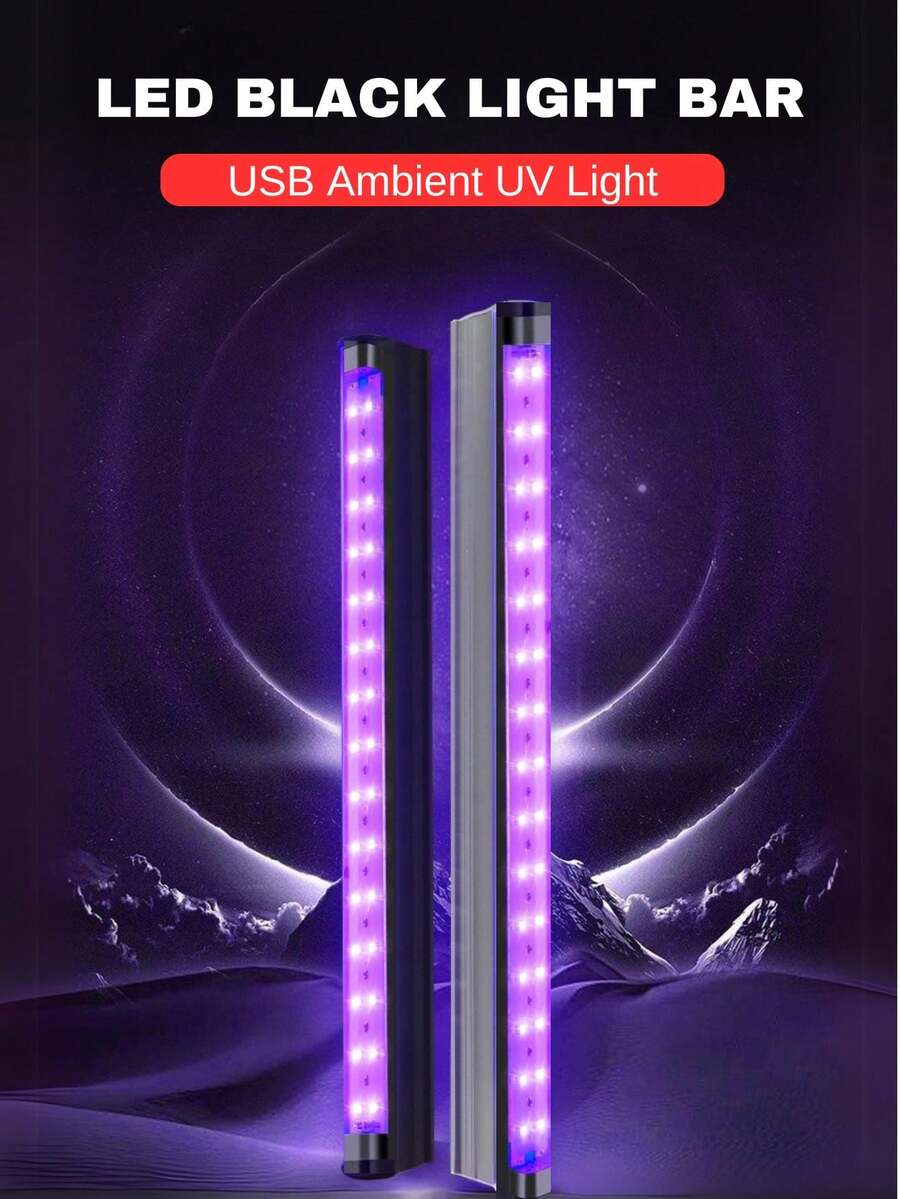 aiinnew 1Ft/30cm Body Paint UV LED Black Light Bar, 2pcs To 6pcs Set USB Powered Ultraviolet Lamp Strip Lights With On/Off Switch, Multiple Installation Magnetic Screwing Clipping Easy Inatall, Body Paint, Classroom,Paint, Poster, Glow Party Light