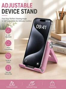 Dudukan Meja Lipat untuk Ponsel, Dudukan Tablet & Ponsel Portabel & Dapat Diatur dengan Alas Stabil, Hitam/Putih, Desain Minimalis, Dudukan Tablet Tahan Lama - View 6