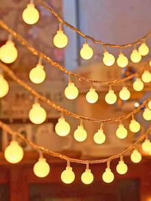 1pc 6-1.5M Battery Driven LED White Spherical Decorative Light String, Indoor Home Room Wall Decoration Fairy Light, Outdoor Camping Decoration, Proposal Wedding Birthday Party Supplies, Garden Courtyard Festival Decoration Spherical Light - Yellow - View 13