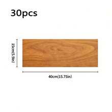 [PVC Floor Stickers]30pcs PVC Faux Wood Floor Stickers, Self-Adhesive Waterproof Wood Grain Floor Stickers, Easy To Modify, Suitable For Living Room, Bedroom, Kitchen, Hallway Tile Floor Renovation And Home Decor. - Floor Stickers - View 6