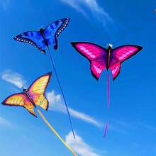 Colorful Long-Tail Butterfly Kite, Easy To Fly In Light Wind, Outdoor Photography Prop - Artificial Butterfly Blue Pink + 100m Spool - View 5