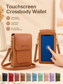Multifunctional Women's Wallet, Touchscreen Crossbody Bag With Card Slots, Suitable For Commuting, Travel And Business Trips - Multicolor - View 1
