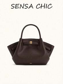 Handbag With Delicate Texture And Buckle Belt Decoration, Wing-Shaped Side Expansion, 3-In-1 Handheld/Shoulder/Crossbody, Magnetic Closure, Commuter Luxury Minimalist Elegant Style, Suitable For Daily Commute, Business, Dating And Travel, Designed For Urban Professional Women, Versatile Fashion Piece - Coffee - View 8