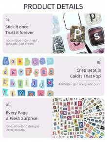 DanSoul 20 Sheets Large Vintage Aesthetic Letter Decorative Stickers Book, Pre-Cut Matte PET Creative Scrapbooking Material For Adults, Suitable For Planner Stationery Office DIY Collage - Planner Stickers - View 10