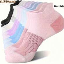 女款網眼透氣短襪，拼色加厚運動襪，輕量低筒襪，適合跑步、徒步、瑜伽、日常健身 - 彩色 - 查看 5