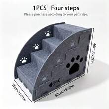 3-In-1 Multifunctional Felt Pet Stairs & Ramp, Anti-Slip Gentle Slope Cat Steps, Suitable For Sofa And Bed, 3 Sizes Available (Small/Medium/Large), Please Purchase Based On Cat Size - Grey - View 12