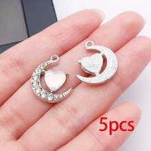 5/10/20pcs Silvery Plated Celestial Rhinestone Charms Sun Moon Star Heart Alloy Pendant For DIY Bracelet Necklace Earring Jewelry Making Findings - Multicolor - View 18