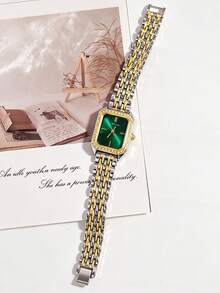 2pcs Fashion Minimalist Square Face Women's Quartz Watch, Paired With Jewelry Bracelet Set, Suitable For Festivals, Parties, Weddings, Daily Wear, Best Gift For Women - Multicolor - View 4