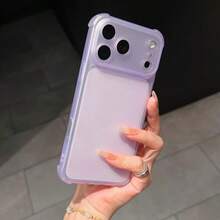 可愛磨砂透明手機殼，適用於 iPhone 18 Pro Max 17 16 15 14 13 12 Plus，防震保護套 - 透紫 - 查看 3