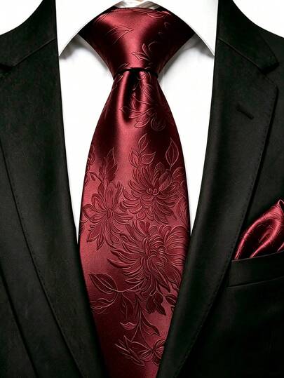 Men's Tie Set, Classic Fashion Tie & Pocket Square Set, Suitable For Weddings, Business And Banquets