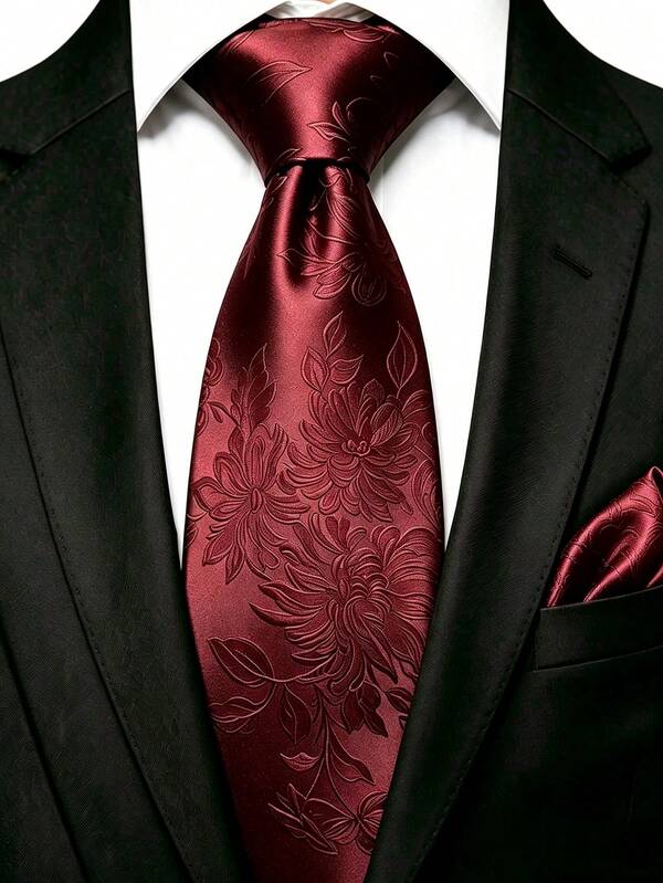 Men's Tie Set, Classic Fashion Tie & Pocket Square Set, Suitable For Weddings, Business And Banquets