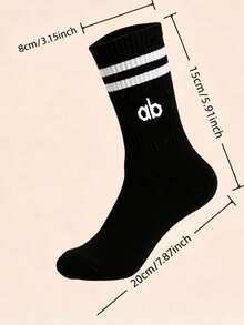 1/5/10 Pairs Unisex Letter Striped Black & White Sports Socks, Couple Socks, Comfortable Breathable Sweat-Absorbing Mid-Calf Socks, Casual Socks, Suitable For Daily Wear, Sports, Back To School Season, All Seasons - Black and White - View 4