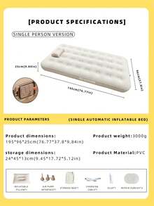 Inflatable Air Mattress, Luxury Camping Pad, PVC Inflatable Sleeping Mat, Luxury Double Camping Air Bed With Built-In Pump, Thick Pad - Apricot - View 15