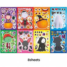 8/16/24 Halloween DIY Sticker Set - Classic Bat, Ghost, Pumpkin And Vampire Character Designs, Interactive Puzzle Toy To Promote Brain Development, Children's Party Gift, Gift Packaging, Classroom Activity, Halloween And Christmas Gift - Mixed Color - View 10