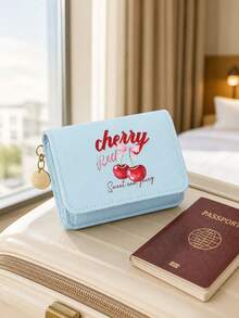 Cherry Print Short Wallet, Compact And Portable Wallet, Multi-Card Slot Card Holder, Minimalist Fashion Zipper Coin Purse, Cherry Red Bright And Eye-Catching, Convenient For Commuting And Metro Card Swiping, Quick Payment In Shopping Malls, Fast Coin And Change Retrieval For Vacation And Travel Checkout, Travel ID And Room Key Storage And Anti-Loss, Suitable For Women, College Students, Office Workers, Perfect For Gifting Between Friends, Halloween, Christmas, Souvenir, Birthday Gift - Multicolor - View 9