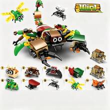 Insect World 10-In-1 Building Block Toy, Includes 10 Cute Insect Designs: Dragonfly, Spider, Beetle, Mantis And More. Can Be Assembled Into A Scorpion King Mecha, Offering Rich And Diverse Gameplay. DIY Assembly Effectively Develops Hands-On Ability, Concentration And Spatial Imagination. Fun Creative Building Model, Suitable For Boys And Girls, Perfect Educational Gift For Birthdays And Holidays. - Animal Building Blocks - View 3