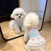 1件時尚透氣寵物背心裙，公主風芭蕾舞裙，適合泰迪、貴賓犬及其他小型寵物，春/夏/秋季適用 - 藍色 - 查看 9
