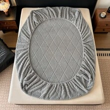 1pc Jacquard Fitted Sheet(Pillowcases Not Included), Available In Multiple Colors, Soft & Warm Mattress Protector, All‑Around Elastic Design, Comfortable And Durable Home Textile, Bedroom Bedding, Suitable For All Seasons, An Excellent Gift - Light Grey - View 6