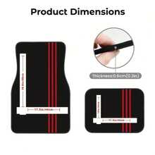 4pcs - Minimalist Three-Stripe Pattern - Car Floor Mat Set - Universal Fit - Suitable For All Seasons, Red & Black Design - Fits Sedans And SUVs, Perfect Gift For Men And Women! Car Interior Accessories - Multicolor - View 5